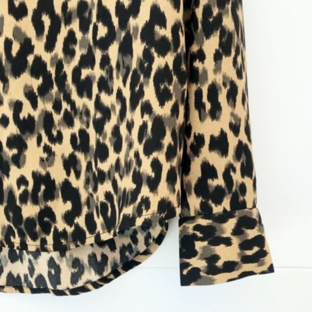 Halogen Leopard Print Button-Down Shirt in Black … - image 8